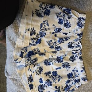 Floral Blue and White Shorts